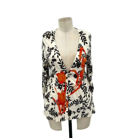 Anthropologie Sparrow Plum Blossom Cardigan‎ Sweater Floral Cream Brown Small - Picture 1 of 8